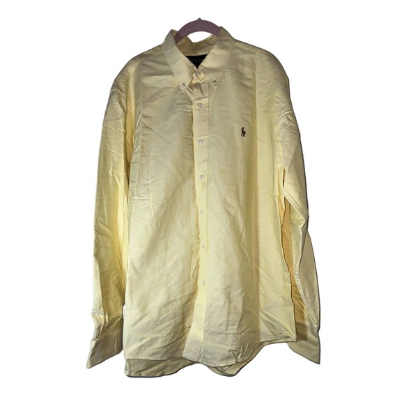 Ralph Lauren Yellow Custom Fit Cotton Button Down Long Sleeve Shirt Men XL - Picture 4 of 8